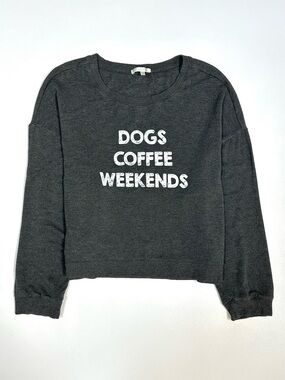 Z Supply Elle Dog Sweatshirt • Dogs Coffee Weekends • Sz L • Oversized • EUC
